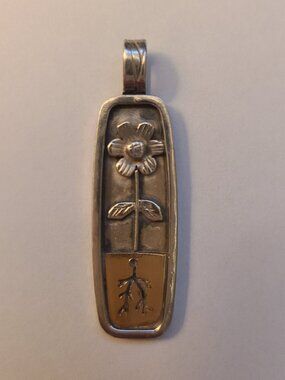 Unique Sterling Silver Floral Pendant